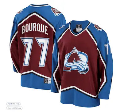 A colorado avalanche jersey with the number 77 on it.